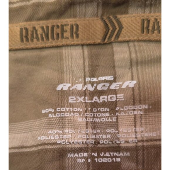 Polaris Ranger Mens 2XL Brown Plaid Button Up Long Sleeve Epaulettes Logo Shirt - Picture 12 of 13